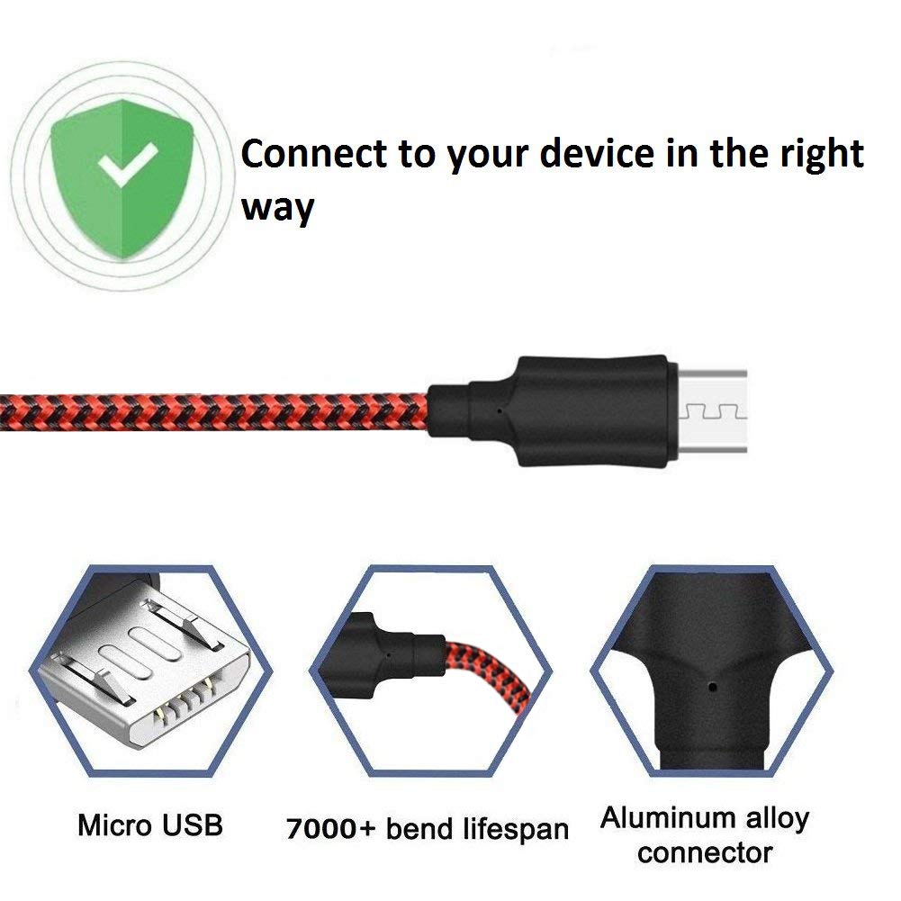 Micro USB Cable YOSOU Android Cable 1.8M 2Pack Nylon Braided USB Cable Fast USB Charger Charging Cables Compatible with Samsung S7/S6/S5/J7/J6/J5/J3/A10/A6, Tablet, Xbox, PS4 Controller and More